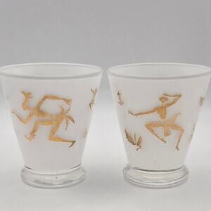 Josephine Baker Art Decor Set of Two Shot White Frosted Glasses